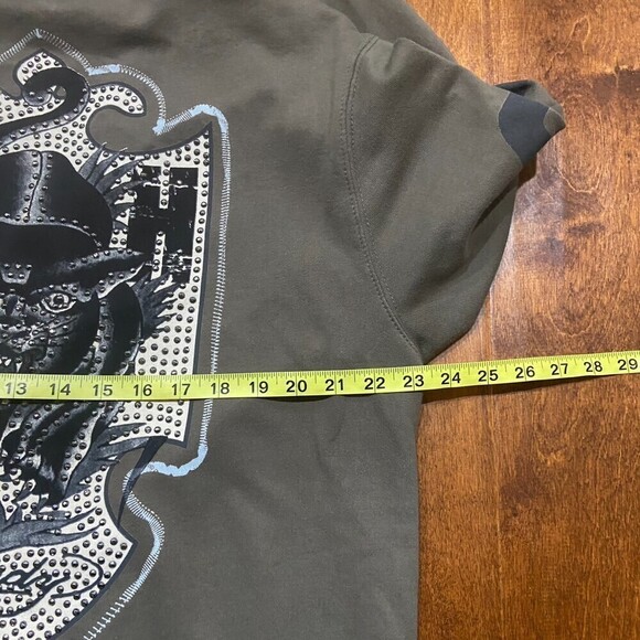 Ed Hardy Crouching Panther Studded Army Green Cardigan Sweater Men's 2XL - Picture 8 of 11